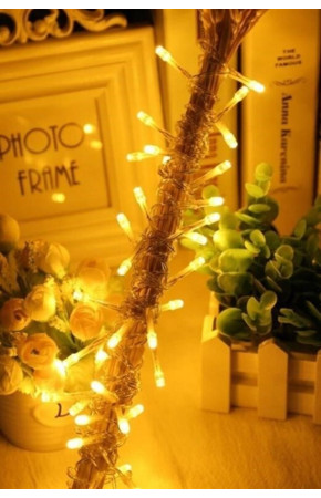 10 Metre 100 Ledli 8 Fonksiyonlu Dekoratif Lambader Sarı Lamba