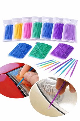 100’lü Mini Tek Kullanımlık Araba Rötüş Fırçası –İnce Uçlu Yumuşak Kıllı Boya Uygulayıcı, Otomotiv Detaylandırma