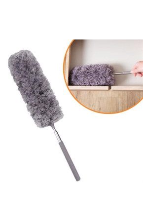 140 Cm Teleskopik Uzatılabilir Mikrofiber Yumuşak Başlıklı Gri Toz Alma Fırçası  Toz Püskülü