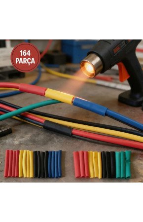 164 Parça Isı ile Daralan Makaron Seti – Elektrik Kablo İzolasyon & Koruma Kılıfı, Renkli Shrink Tube Set