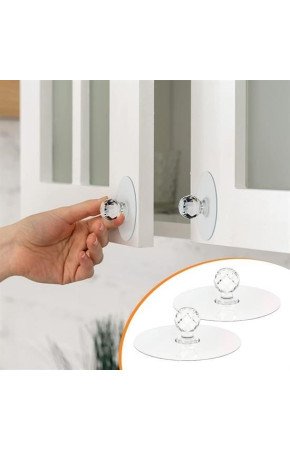 2 Adet Kristal Kendiliğinden Güçlü Yapışkanlı Kulp Askısı Tutma Kolu