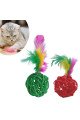 2li rattan renkli peluş tüy kedi köpek oyuncak yakalama çiğneme çıngıraklı top oyuncağı, at11yt0011-74830, kedi ürünleri, Buffer