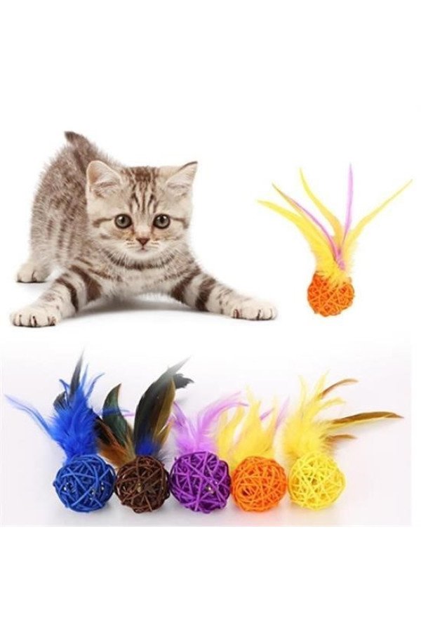 2li rattan renkli peluş tüy kedi köpek oyuncak yakalama çiğneme çıngıraklı top oyuncağı, at11yt0011-74830, kedi ürünleri, Buffer