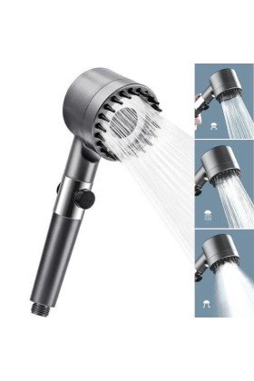 3 Kademeli Turbo Basınçlı Masaj Başlıklı Silikon Fırçalı Duş Başlığı – Yüksek Basınçlı Su Tasarruflu Duş Başlığı