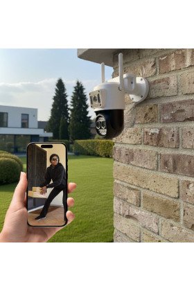 3 Kameralı Kablolu Akıllı Güvenlik Kamerası – 360° PTZ Hareketli, Çift Antenli, WiFi IP, Gece Görüşlü Dış Mekan Kamera