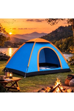 3 Kişilik Yarı Otomatik Kurulum Kamp Çadırı – Suya Dayanıklı, Taşıma Çantalı Outdoor Aile Çadırı, Piknik, Plaj ve Doğa 200x150x110 cm 