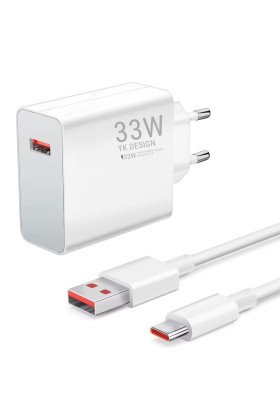33W Hızlı Şarj Adaptörü – Type-C Kablolu, USB Çıkışlı, Akıllı Şarj Destekli Duvar Tipi Şarj Cihazı