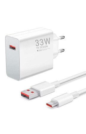 33W Hızlı Şarj Adaptörü – Type-C Kablolu, USB Çıkışlı, Akıllı Şarj Destekli Duvar Tipi Şarj Cihazı