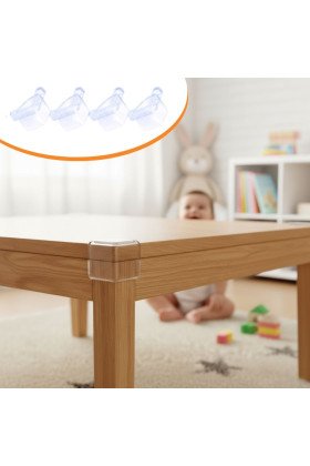 4 Adet Kendiliğinden 3M Yapışkanlı Yumuşak ve Esnek Yapıda Sehpa,Masa,Dolap Köşe Koruyucu Aparat