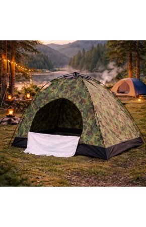4 Kişilik Otomatik Kamp Çadırı Kamuflaj Kumaş Outdoor Çadır Hızlı Kurulum Doğa Kamp Çadırı 200 x 200 x 140 cm