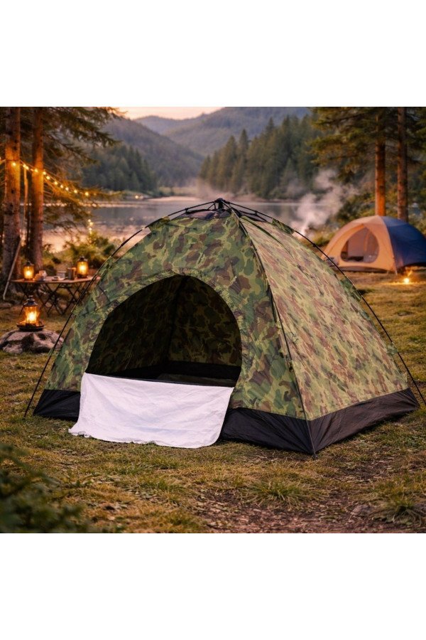 4 kişilik otomatik kamp çadırı kamuflaj kumaş outdoor çadır hızlı kurulum doğa kamp çadırı 200 x 200 x 140 cm, cd05yt0005-59366, spor & outdoor, Buffer