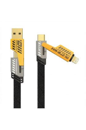 4in1 65W Hızlı Şarj Kablosu – Type-C to USB-A + Type-C to Lightning, 27W PD Destekli Çoklu Şarj Kablo