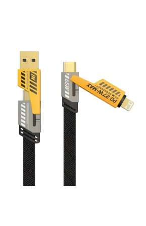 4in1 65W Hızlı Şarj Kablosu – Type-C to USB-A + Type-C to Lightning, 27W PD Destekli Çoklu Şarj Kablo