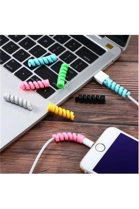 4lü Apple, Android Şaj Kablosu Koruyucu Silikon Spiral Yay Aparat