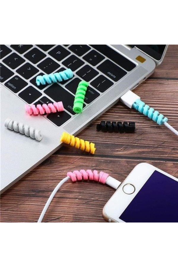 4lü apple, android şaj kablosu koruyucu silikon spiral yay aparat, ak-00-0013, şarj cihazları, kablolar ve dönüştürücü, Buffer