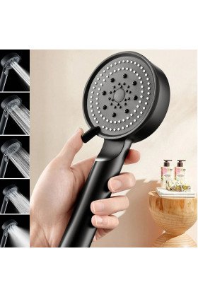 5 Fonksiyonlu Yüksek Basınçlı Ayarlanabilir Siyah Duş Başlığı