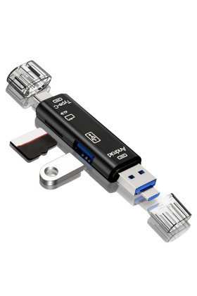 5 In 1 Çok Fonksiyonlu USB 2.0 Micro Sd Kart Okuyucu - Usb/micro Usb/type-C Çıkışlı, Otg Çevirici