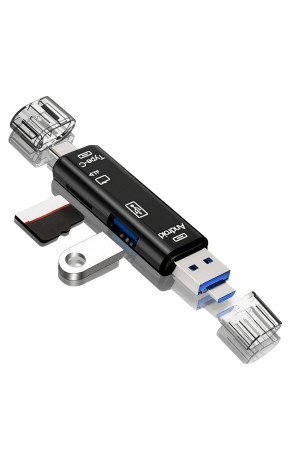 5 In 1 Çok Fonksiyonlu USB 2.0 Micro Sd Kart Okuyucu - Usb/micro Usb/type-C Çıkışlı, Otg Çevirici