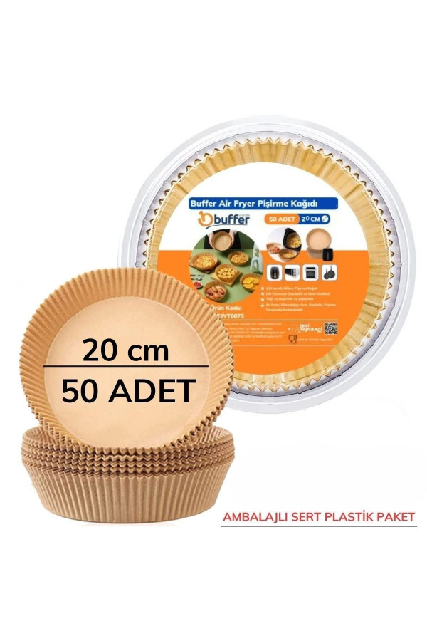 buffer® 50 adet 20 cm air fryer pişirme kağıdı tek kullanımlık yağ geçirmez yuvarlak tabak model pvc, 8684003012516, mutfak ürünleri, Buffer