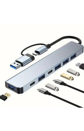 8 in 1 Usb Çevirici Notebook Macbook Type-C Uyumlu Görüntü Aktarıcı Hub