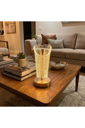 Açık Silindirik Kristal Damla Model LED Masa Lambası – Gold Tabanlı, Dokunmatik, 3 Renk Işık Modlu, Şarjlı Modern Dekoratif Gece Lambası