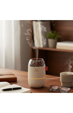 Ahşap Odun Ateşi Tasarımlı 280 Ml Ultrasonik Hava Nemlendirici & Aroma Difüzör – Soğuk Buhar Makinesi, Led Işıklı, Ortam Nemlendirici