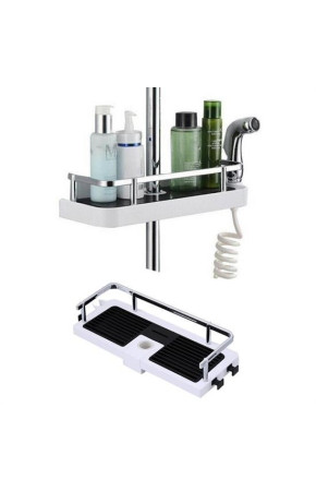 Banyo Direğine Asılabilir Köşelik Şampuanlık Sabunluk Çift Askılı Düzenleyici Raf Paslanmaz