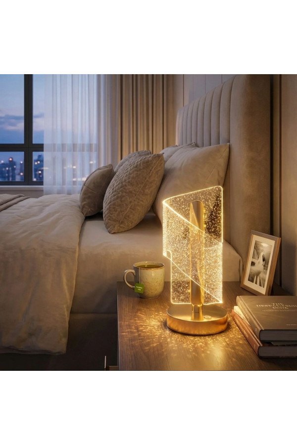 çapraz kavisli kristal simli led masa lambası – gold gövdeli, dokunmatik, 3 kademe işık ayarlı şarjlı dekoratif lamba, f32425-df32427920, aydınlatma ürünleri, Buffer