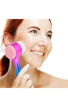 Çift İşlevli Renkli Cilt Yüz Temizleme Fırçası Peeling Masaj Etkili Gözenek Temizleyici Alet