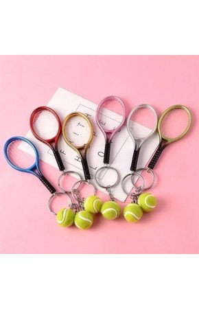 Gerçekçi Tenis Raketi Tasarımlı Şık Anahtarlık Kolye Çanta Süsü Tennis Keychain