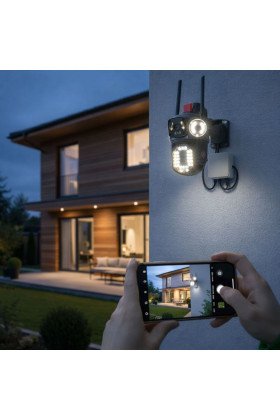 Kablolu Akıllı Güvenlik Kamerası – 4 Kameralı Çok Lensli, 360° PTZ Hareketli, Çift Antenli, Gece Görüşlü, Dış Mekan IP Kamera