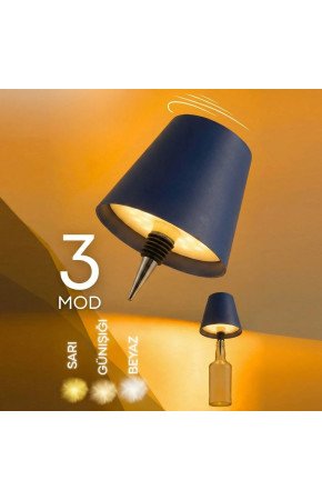 Kablosuz Şarjlı Aplik Şişe Lambası - Dokunmatik 3 Farklı Işık Modlu Şişe İçin LED Masa Lambası