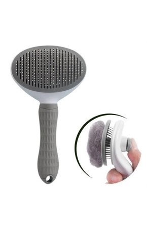 Kedi Köpek Tüy Toplayıcı Kendini Temizleyebilen Ergonomik Rahat Evcil Hayvan Tarağı Gri