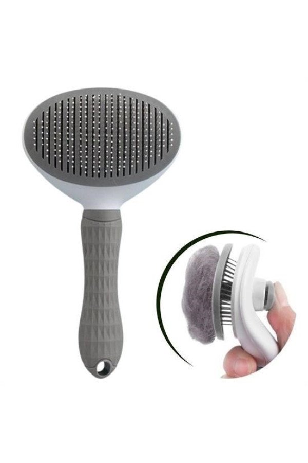 kedi köpek tüy toplayıcı kendini temizleyebilen ergonomik rahat evcil hayvan tarağı gri, 8683270839444, evcil hayvan ürünleri, Buffer