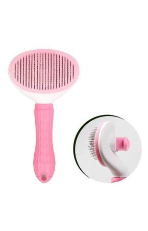 Kedi Köpek Tüy Toplayıcı Kendini Temizleyebilen Ergonomik Saplı Evcil Hayvan Tarağı Pembe