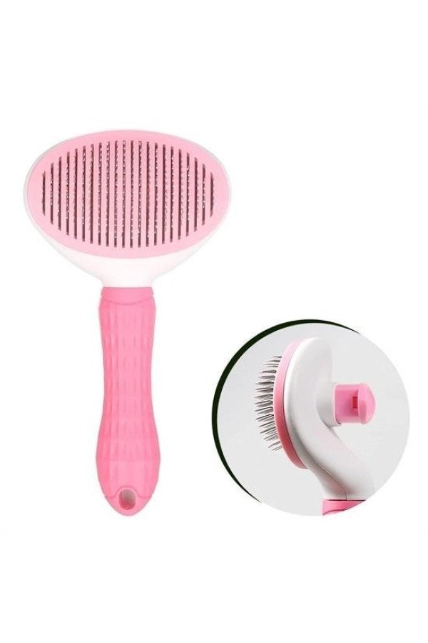 kedi köpek tüy toplayıcı kendini temizleyebilen ergonomik saplı evcil hayvan tarağı pembe, 9678746741047, evcil hayvan ürünleri, Buffer