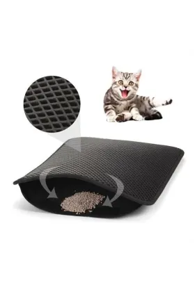 BUFFER® Kedi Tuvalet Önü Kum Toplayıcı Temizleyici Elekli Gri Paspas