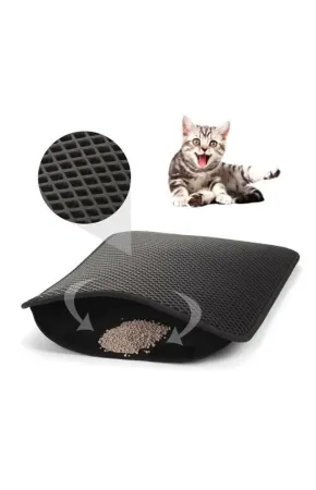 BUFFER® Kedi Tuvalet Önü Kum Toplayıcı Temizleyici Elekli Gri Paspas