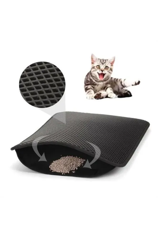 BUFFER® Kedi Tuvalet Önü Kum Toplayıcı Temizleyici Elekli Gri Paspas, RBDN003 buffer® kedi tuvalet önü kum toplayıcı temizleyici elekli gri paspas, rbdn003, kedi ürünleri, Buffer