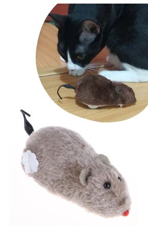 Kurmalı Kedi Eğitim Oyuncağı Tüylü Peluş Fare Yakalama İnteraktif Sevimli Eğlenceli Oyuncak