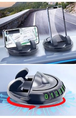 Numaratörlü Güçlü Yapışkanlı 360 Derece Dönebilen Su Geçirmez Araç İçi Telefon Tutucu Plastik Aparat