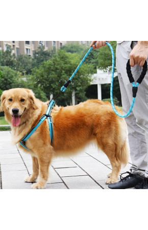 Reflektörlü Fosforlu Köpek Gezdirme Halatı Tasma Kayışı Metal Kancalı 130 cm 
