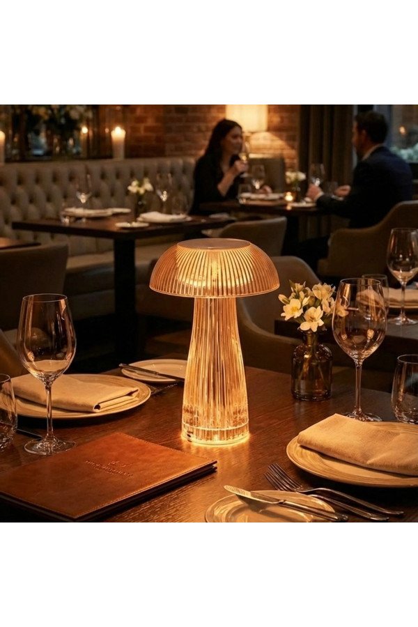 şeffaf mantar model led masa lambası –kumandalı şarjlı, dokunmatik, rengarek işık modlu dekoratif gece lambası, 868400301536, elektrik malzemeleri, Buffer