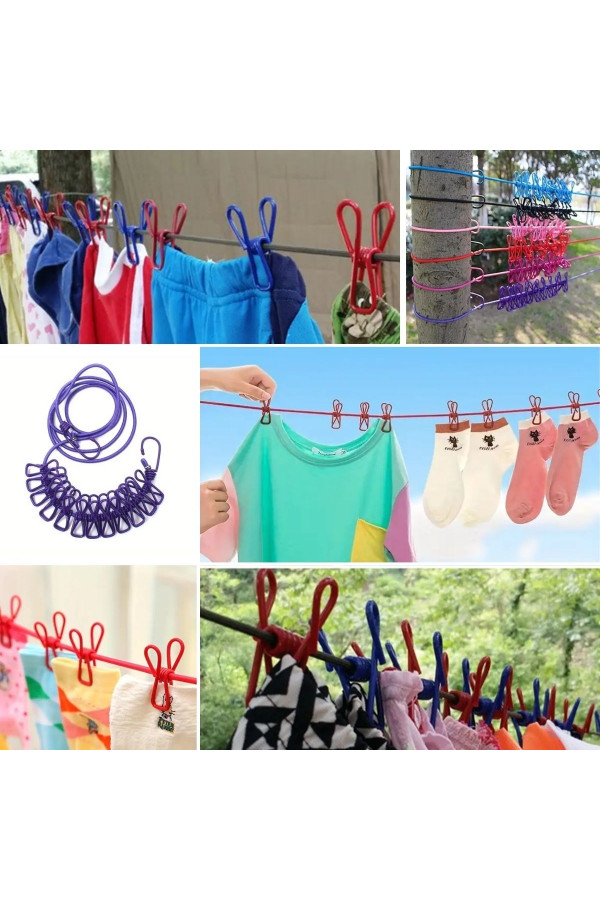 taşınabilir seyahat çamaşır i̇pi 12 mandallı klipsli lastikli çamaşır mandalları, arv12093, ev ve yaşam, Quilling Seti
