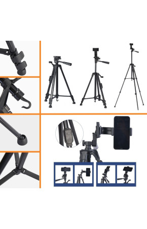 Telefon ve Fotoğraf Makinası Takılabilen Bluetooth Kumandalı 146 cm Tripod
