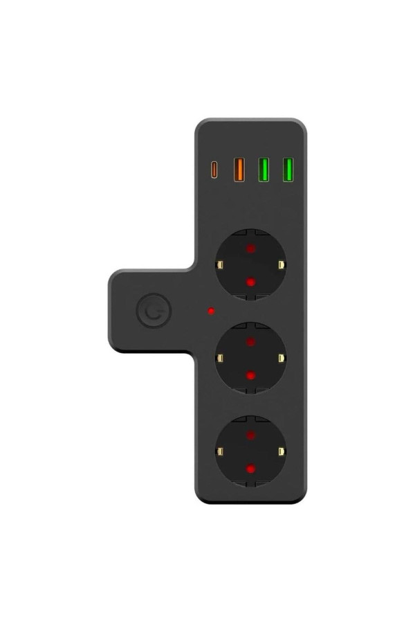 termal akım korumalı 3 adet soket,3 adet usb ve 1 adet type-c girişli 20w priz, 8684003002951, elektrik malzemeleri, Buffer