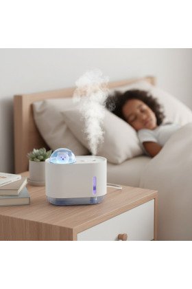 Uzay Ayısı 300 ML USB Hava Nemlendirici – LED Işıklı Masaüstü Buhar Makinesi, Yatak Odası & Çocuk Odası İçin Ortam Nemlendirici