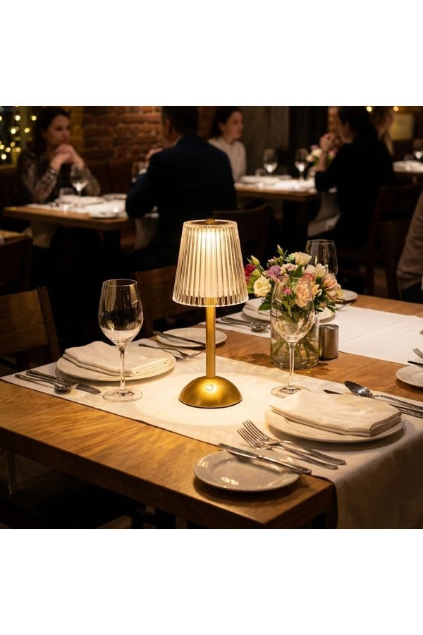 uzun klasik çizgili model led masa lambası – dokunmatik, 3 renk işık modlu, şarjlı dekoratif gece lambası, ms15yt0015-67743, elektrik malzemeleri, Buffer