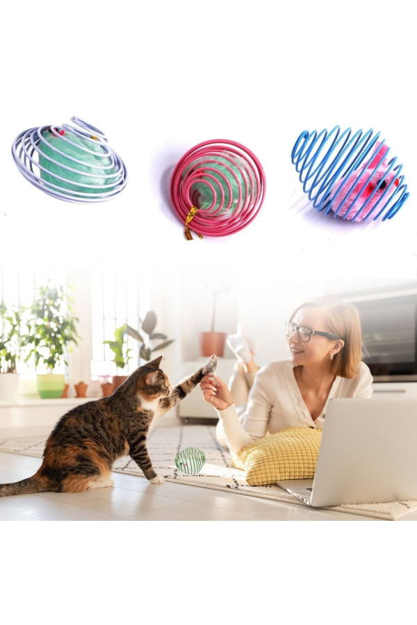yaylı metal fareli kafes kedi oyun topu sıçrayan spiral kedi topu, lvr1y8684003011601, kedi ürünleri, Quilling Seti