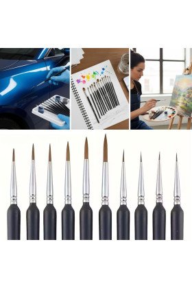 10 Adet Hobi ve Araba Rötüş Fırça Seti – İnce Detay Boyama, Model Yapımı ve Araç Çizik Giderme İçin Çok Amaçlı Fırça Takımı